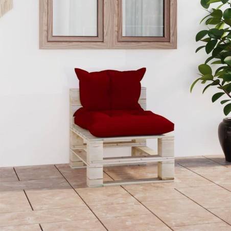 vidaXL Outdoor-Mittelsofa Paletten mit Kissen Kiefernholz