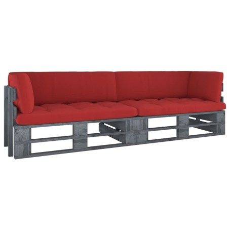 2-Sitzer-Palettensofa mit Kissen Grau Imprägniertes Kiefernholz