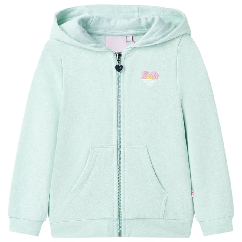 Kinder-Kapuzenpullover mit Reißverschluss Helles Minzgrün 140 Kinder-Kapuzenpullover mit Reißverschluss Helles Minzgrün 140