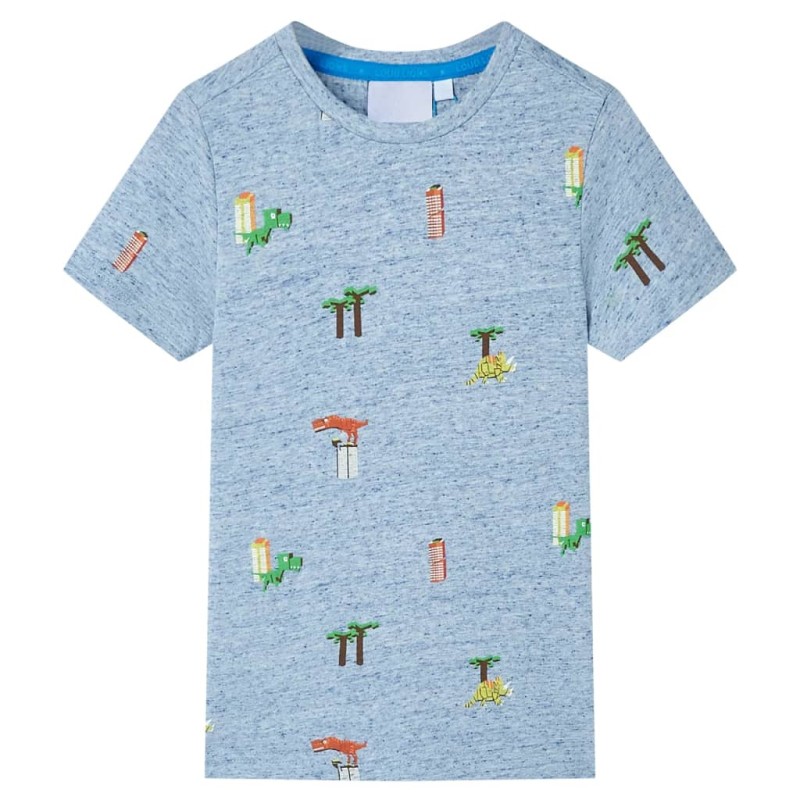 Kinder-T-Shirt Blau Melange 104 Kinder-T-Shirt Blau Melange 104