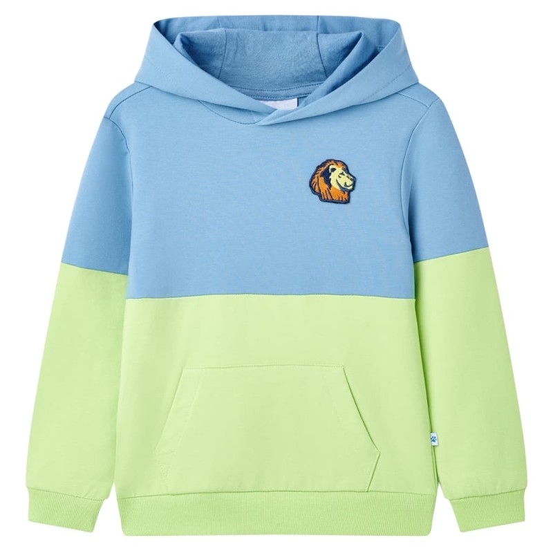 Kinder-Kapuzenpullover Blau und Zartgelb 116 Kinder-Kapuzenpullover Blau und Zartgelb 116