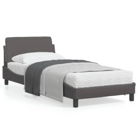 vidaXL Bettgestell mit Kopfteil Grau 90x200 cm Kunstleder