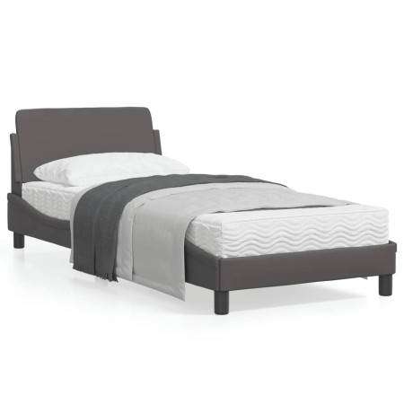 vidaXL Bettgestell mit Kopfteil Grau 90x200 cm Kunstleder