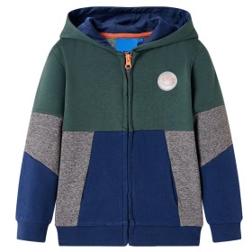 Kinder-Kapuzenpullover mit Reißverschluss Dunkelgrün 140