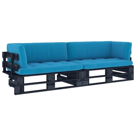 vidaXL 2-Sitzer-Palettensofa Schwarz Imprägniertes Kiefernholz