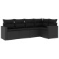 vidaXL 5-tlg. Garten-Sofagarnitur mit Kissen Schwarz Poly Rattan vidaXL 5-tlg. Garten-Sofagarnitur mit Kissen Schwarz Poly Rattan