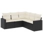 vidaXL 5-tlg. Garten-Sofagarnitur mit Kissen Schwarz Poly Rattan vidaXL 5-tlg. Garten-Sofagarnitur mit Kissen Schwarz Poly Rattan