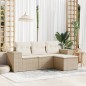 vidaXL 4-tlg. Garten-Sofagarnitur mit Kissen Beige Poly Rattan vidaXL 4-tlg. Garten-Sofagarnitur mit Kissen Beige Poly Rattan