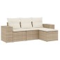 vidaXL 4-tlg. Garten-Sofagarnitur mit Kissen Beige Poly Rattan vidaXL 4-tlg. Garten-Sofagarnitur mit Kissen Beige Poly Rattan