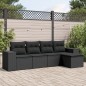 vidaXL 5-tlg. Garten-Sofagarnitur mit Kissen Schwarz Poly Rattan vidaXL 5-tlg. Garten-Sofagarnitur mit Kissen Schwarz Poly Rattan