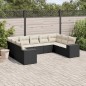 vidaXL 9-tlg. Garten-Sofagarnitur mit Kissen Schwarz Poly Rattan vidaXL 9-tlg. Garten-Sofagarnitur mit Kissen Schwarz Poly Rattan
