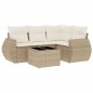 vidaXL 5-tlg. Garten-Sofagarnitur mit Kissen Beige Poly Rattan vidaXL 5-tlg. Garten-Sofagarnitur mit Kissen Beige Poly Rattan