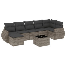 vidaXL 8-tlg. Garten-Sofagarnitur mit Kissen Grau Poly Rattan