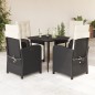 vidaXL 5-tlg. Garten-Essgruppe mit Kissen Schwarz Poly Rattan vidaXL 5-tlg. Garten-Essgruppe mit Kissen Schwarz Poly Rattan