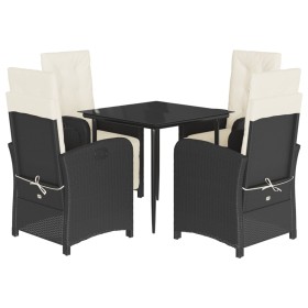 vidaXL 5-tlg. Garten-Essgruppe mit Kissen Schwarz Poly Rattan