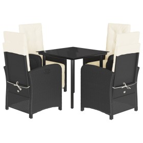 vidaXL 5-tlg. Garten-Essgruppe mit Kissen Schwarz Poly Rattan