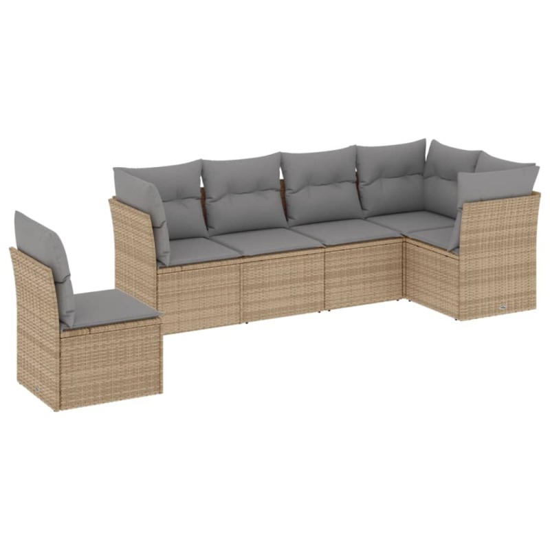 vidaXL 6-tlg. Garten-Sofagarnitur mit Kissen Beige Poly Rattan vidaXL 6-tlg. Garten-Sofagarnitur mit Kissen Beige Poly Rattan