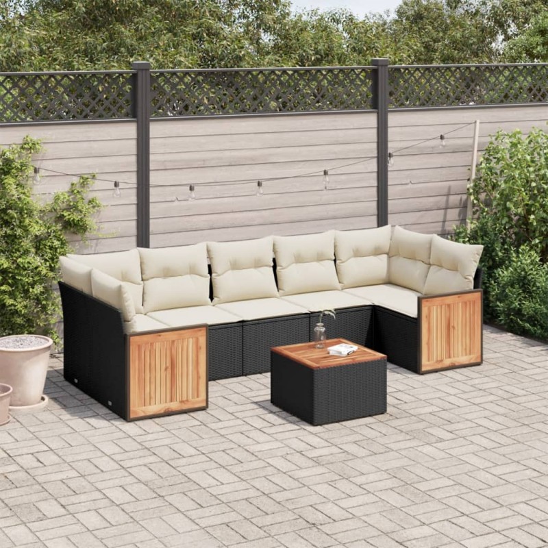 vidaXL 8-tlg. Garten-Sofagarnitur mit Kissen Schwarz Poly Rattan vidaXL 8-tlg. Garten-Sofagarnitur mit Kissen Schwarz Poly Rattan