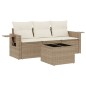 vidaXL 4-tlg. Garten-Sofagarnitur mit Kissen Beige Poly Rattan vidaXL 4-tlg. Garten-Sofagarnitur mit Kissen Beige Poly Rattan