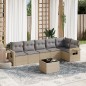vidaXL 7-tlg. Garten-Sofagarnitur mit Kissen Beige Poly Rattan vidaXL 7-tlg. Garten-Sofagarnitur mit Kissen Beige Poly Rattan