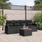 vidaXL 5-tlg. Garten-Sofagarnitur mit Kissen Schwarz Poly Rattan vidaXL 5-tlg. Garten-Sofagarnitur mit Kissen Schwarz Poly Rattan