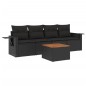 vidaXL 5-tlg. Garten-Sofagarnitur mit Kissen Schwarz Poly Rattan vidaXL 5-tlg. Garten-Sofagarnitur mit Kissen Schwarz Poly Rattan