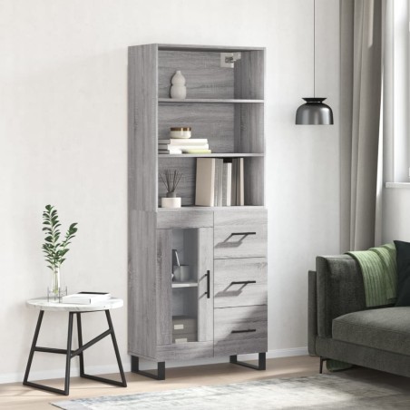 Highboard Grau Sonoma 69,5x34x180 cm Holzwerkstoff