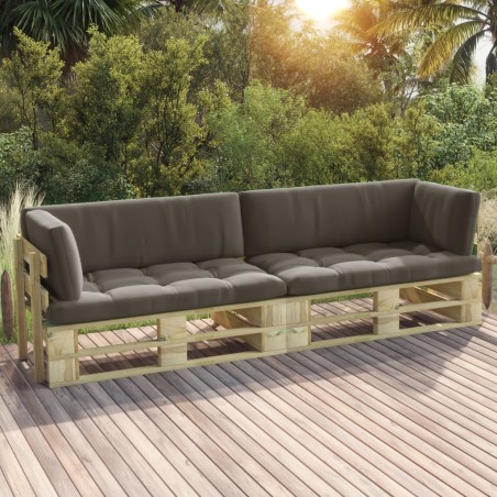 2-Sitzer-Palettensofa mit Kissen Grün Imprägniertes Kiefernholz