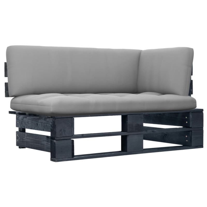 Garten-Ecksofa aus Paletten Schwarz Imprägniertes Kiefernholz Garten-Ecksofa aus Paletten Schwarz Imprägniertes Kiefernholz
