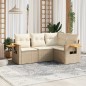 vidaXL 4-tlg. Garten-Sofagarnitur mit Kissen Beige Poly Rattan vidaXL 4-tlg. Garten-Sofagarnitur mit Kissen Beige Poly Rattan