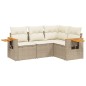 vidaXL 4-tlg. Garten-Sofagarnitur mit Kissen Beige Poly Rattan vidaXL 4-tlg. Garten-Sofagarnitur mit Kissen Beige Poly Rattan