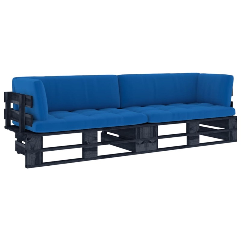 2-Sitzer-Palettensofa Schwarz Imprägniertes Kiefernholz 2-Sitzer-Palettensofa Schwarz Imprägniertes Kiefernholz