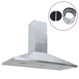 vidaXL Dunstabzugshaube 90 cm Edelstahl