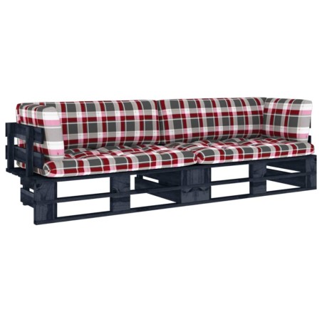 2-Sitzer-Palettensofa Schwarz Imprägniertes Kiefernholz