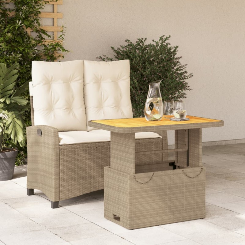 vidaXL 2-tlg. Garten-Essgruppe mit Kissen Beige Poly Rattan vidaXL 2-tlg. Garten-Essgruppe mit Kissen Beige Poly Rattan