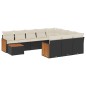 vidaXL 11-tlg. Garten-Sofagarnitur mit Kissen Schwarz Poly Rattan vidaXL 11-tlg. Garten-Sofagarnitur mit Kissen Schwarz Poly Rattan