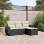 vidaXL 4-tlg. Garten-Sofagarnitur mit Kissen Schwarz Poly Rattan vidaXL 4-tlg. Garten-Sofagarnitur mit Kissen Schwarz Poly Rattan