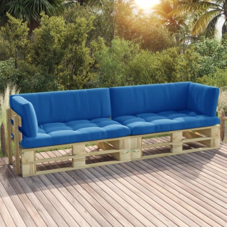 2-Sitzer-Palettensofa mit Kissen Grün Imprägniertes Kiefernholz
