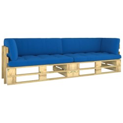 2-Sitzer-Palettensofa mit Kissen Grün Imprägniertes Kiefernholz