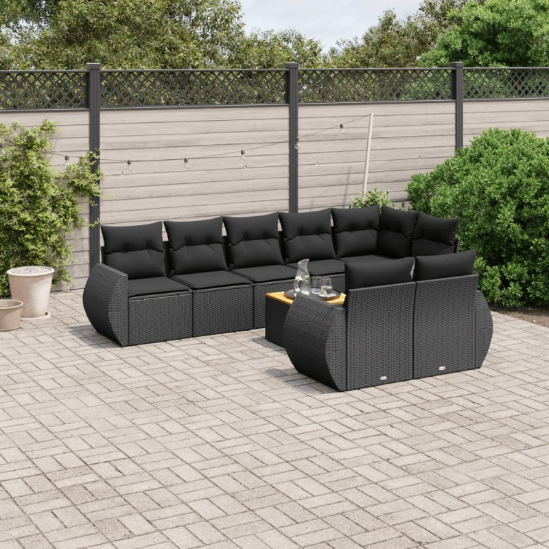 vidaXL 9-tlg. Garten-Sofagarnitur mit Kissen Schwarz Poly Rattan vidaXL 9-tlg. Garten-Sofagarnitur mit Kissen Schwarz Poly Rattan