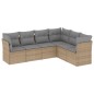 vidaXL 6-tlg. Garten-Sofagarnitur mit Kissen Beige Poly Rattan vidaXL 6-tlg. Garten-Sofagarnitur mit Kissen Beige Poly Rattan