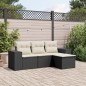 vidaXL 4-tlg. Garten-Sofagarnitur mit Kissen Schwarz Poly Rattan vidaXL 4-tlg. Garten-Sofagarnitur mit Kissen Schwarz Poly Rattan