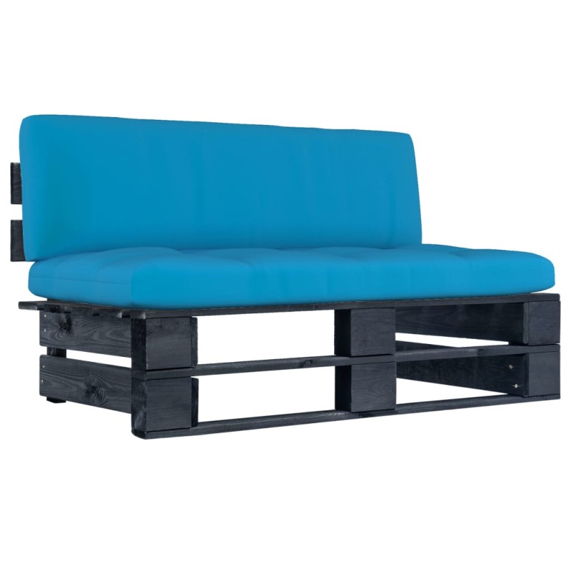 vidaXL Garten-Mittelsofa aus Paletten Schwarz Kiefernholz Imprägniert vidaXL Garten-Mittelsofa aus Paletten Schwarz Kiefernholz Imprägniert