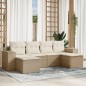 vidaXL 6-tlg. Garten-Sofagarnitur mit Kissen Beige Poly Rattan vidaXL 6-tlg. Garten-Sofagarnitur mit Kissen Beige Poly Rattan