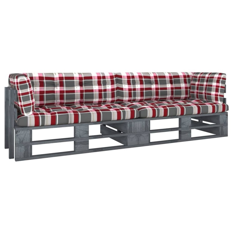 2-Sitzer-Palettensofa mit Kissen Grau Imprägniertes Kiefernholz 2-Sitzer-Palettensofa mit Kissen Grau Imprägniertes Kiefernholz