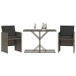 vidaXL 3-tlg. Bistro-Set mit Kissen Grau Poly Rattan vidaXL 3-tlg. Bistro-Set mit Kissen Grau Poly Rattan
