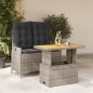 vidaXL 2-tlg. Garten-Essgruppe mit Kissen Grau Poly Rattan vidaXL 2-tlg. Garten-Essgruppe mit Kissen Grau Poly Rattan