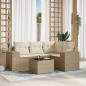 vidaXL 5-tlg. Garten-Sofagarnitur mit Kissen Beige Poly Rattan vidaXL 5-tlg. Garten-Sofagarnitur mit Kissen Beige Poly Rattan