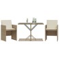 vidaXL 3-tlg. Bistro-Set mit Kissen Beige Poly Rattan vidaXL 3-tlg. Bistro-Set mit Kissen Beige Poly Rattan