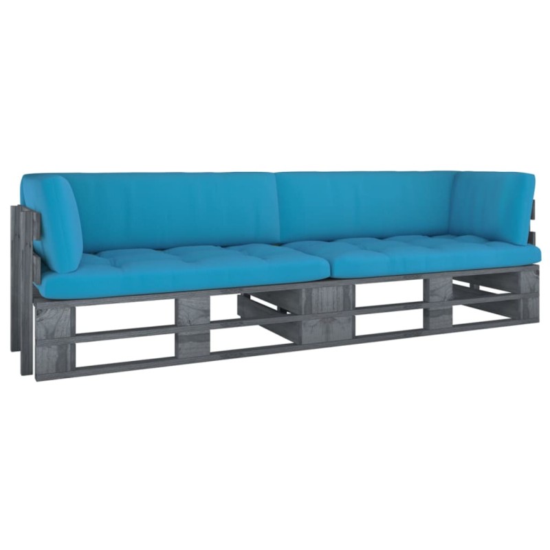 2-Sitzer-Palettensofa mit Kissen Grau Imprägniertes Kiefernholz 2-Sitzer-Palettensofa mit Kissen Grau Imprägniertes Kiefernholz